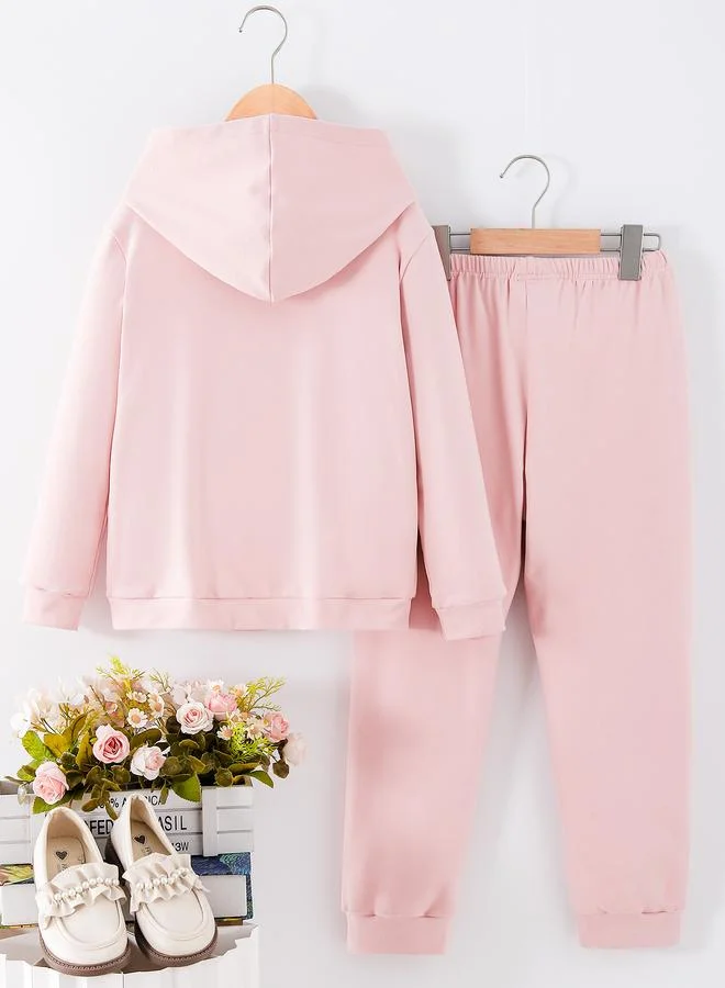 Take Two Take Two Girls Heart Patchwork Hoodie and Joggers Set