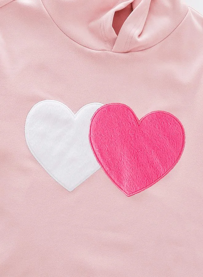 Take Two Take Two Girls Heart Patchwork Hoodie and Joggers Set