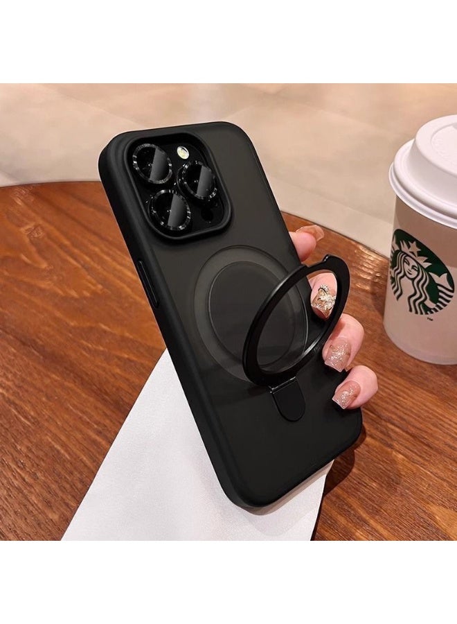 ايليجو حافظة iPhone 16 Pro Max مع حامل مغناطيسي غير مرئي، 【حماية كاملة من الصدمات】غطاء هاتف غير لامع مع حاملة مغناطيسية لـ Apple 16 Pro Max (2024) (أسود) - Image 1