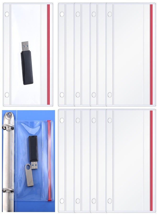 Affrolling 10 Pack Flash Drive Holder for 3 Ring Binders Clear Flash Drive Zipper Case Bulk Transparent Vinyl Plastic Binder Pockets USB Holder Storage Organizer Waterproof - Image 1