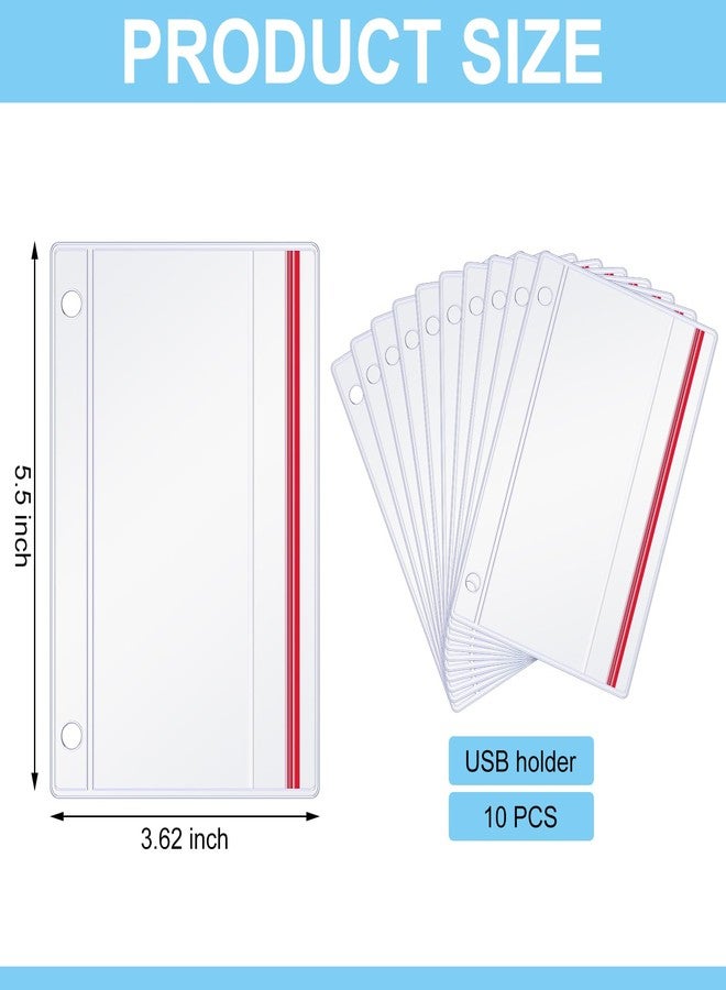 Affrolling 10 Pack Flash Drive Holder for 3 Ring Binders Clear Flash Drive Zipper Case Bulk Transparent Vinyl Plastic Binder Pockets USB Holder Storage Organizer Waterproof - Image 4