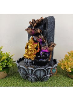 MERUPAM Merupam Ganesha Tabletop Waterfall Fountain with LED Meditation Relaxing Indoor Decoration Zen Fountain for Home Office Bedroom Decoration MVARGanesh Gold Ganesh Leaf  - Image 3