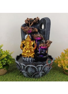 MERUPAM Merupam Ganesha Tabletop Waterfall Fountain with LED Meditation Relaxing Indoor Decoration Zen Fountain for Home Office Bedroom Decoration MVARGanesh Gold Ganesh Leaf  - Image 1