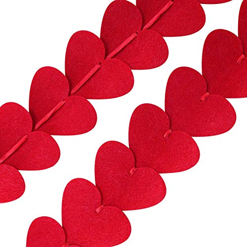 Incrizma 72 Red Hearts Felt Garland - NO DIY - Valentines Day Red Heart Hanging String Garland - Valentine Decorations - Valentines Wedding Anniversary Birthday Party Supplies, 7.5 Cm - Image 4