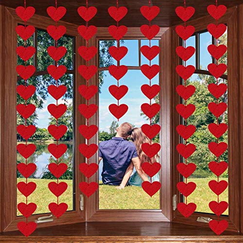 Incrizma 72 Red Hearts Felt Garland - NO DIY - Valentines Day Red Heart Hanging String Garland - Valentine Decorations - Valentines Wedding Anniversary Birthday Party Supplies, 7.5 Cm - Image 2