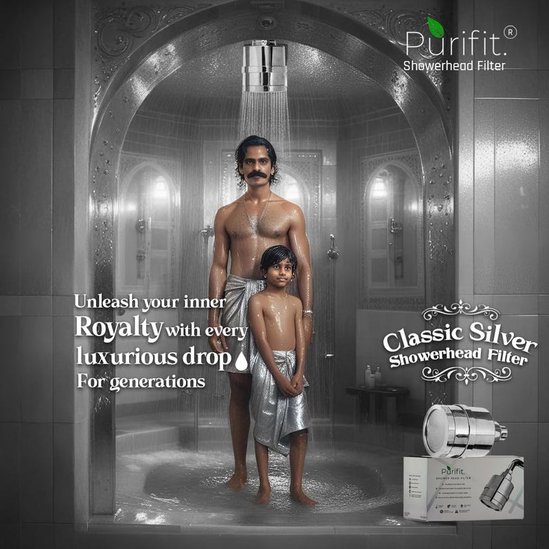 Purifit فلتر رأس الدش Purifit لتليين المياه العسرة وإزالة الكلور حزمة فضية من 1 - Image 5