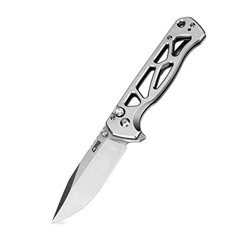 CJRB CUTLERY Folding Pocket Knife Chord(J1927) Flipper Button Lock EDC Gentleman Knife with AR-RPM9 Steel Blade and Silver Steel Handle Foldable Outdoor Carry for Men Women Gift - Image 1