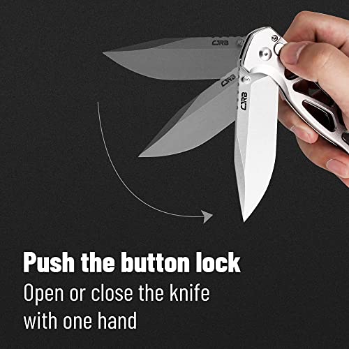 CJRB CUTLERY Folding Pocket Knife Chord(J1927) Flipper Button Lock EDC Gentleman Knife with AR-RPM9 Steel Blade and Silver Steel Handle Foldable Outdoor Carry for Men Women Gift - Image 5