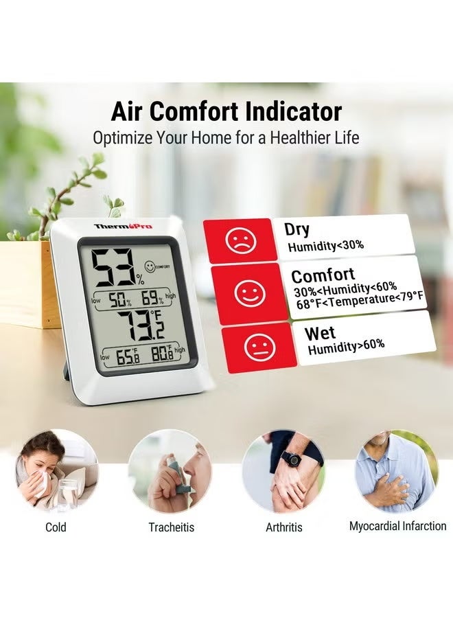 ثيرمو برو جهاز قياس الرطوبة والحرارة الداخلي TP50 مع مؤشر الرطوبة وراحة الهواء من ThermoPro - Image 2