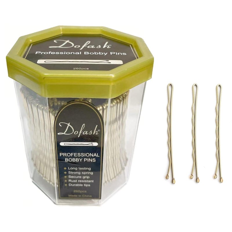 Dofash 5cm Waves Bobby Pins Blonde Octagon Container Hairpins Large Package for Hair Salon Womens Hair Styling 260 Count Blonde