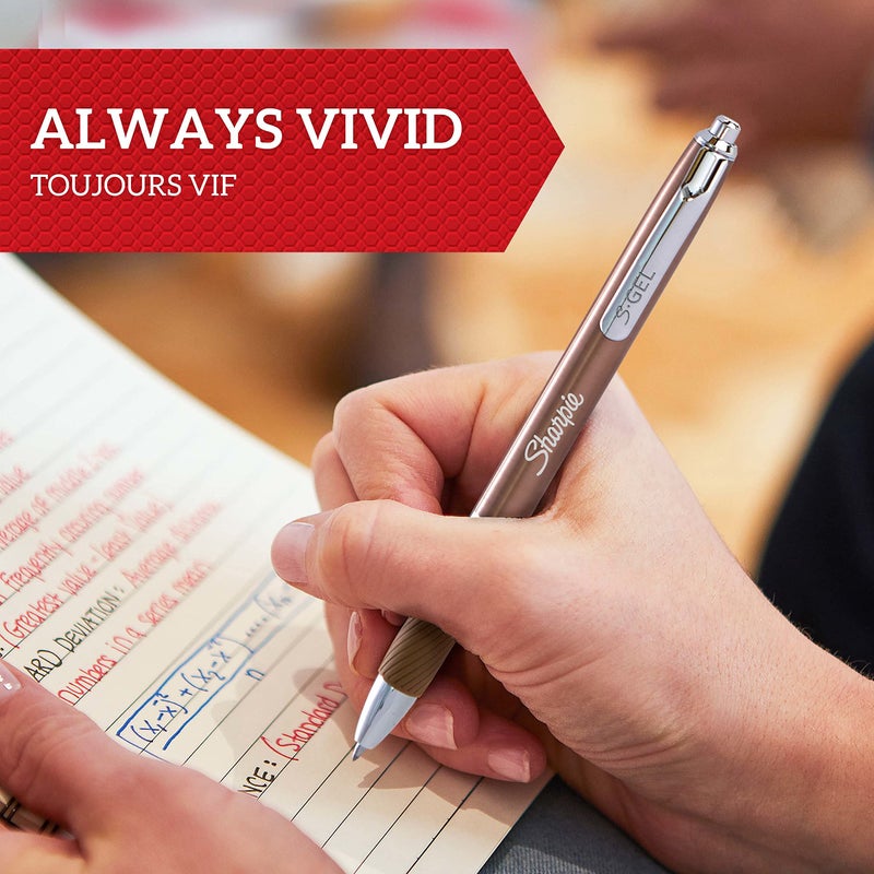 Sharpie S-Gel | Metal Gel Pens | Medium Point (0.7mm) | Steel Grey & Rose Gold | Black Ink | 2 Pens & 2 Gel Pen Refills - Image 4