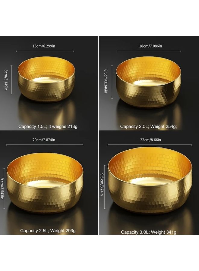 Golden Stainless Steel Fruit Tray Bowl 8 66 Inch 101 44 Oz Capacity For Coffee Table Decor And Snack Serving - Image 2