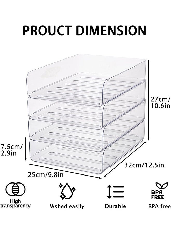 Garlo - Set of 4 Office Organization and Storage, Clear PET Letter Tray Desk Organizer, Stackable Document Organizer for Notes, Pens, File Paper, Desk - Image 1