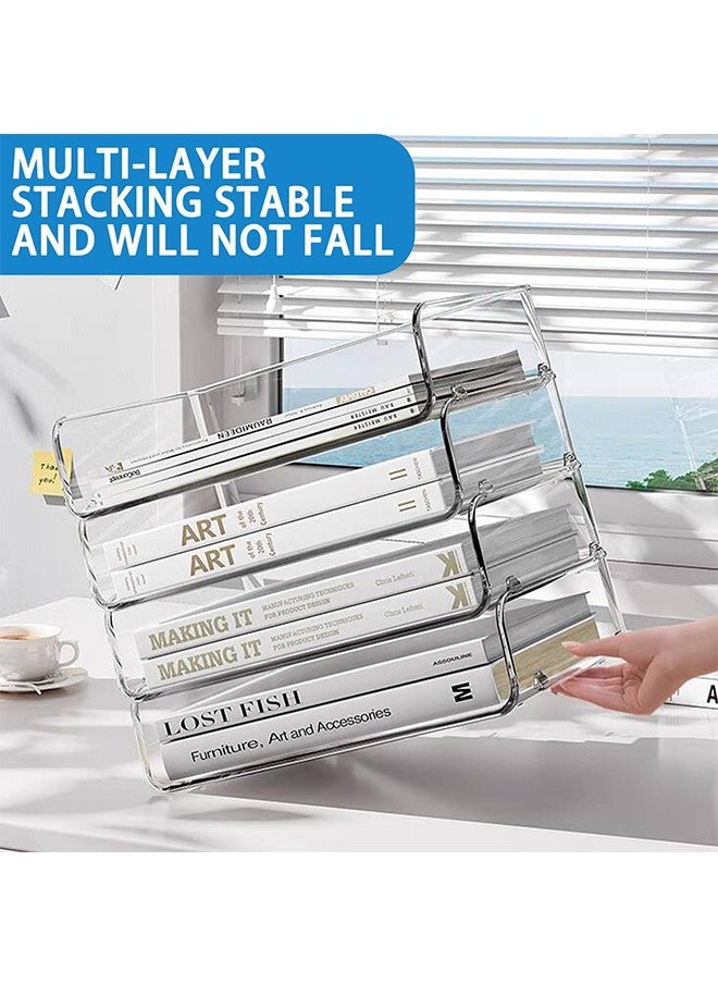 Garlo - Set of 4 Office Organization and Storage, Clear PET Letter Tray Desk Organizer, Stackable Document Organizer for Notes, Pens, File Paper, Desk - Image 1