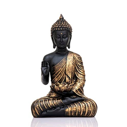 Heeran Art New Sitting Buddha Statue showpiece Idol Home Decor Items for Living Room and Gifts (Black Golden) - Image 4