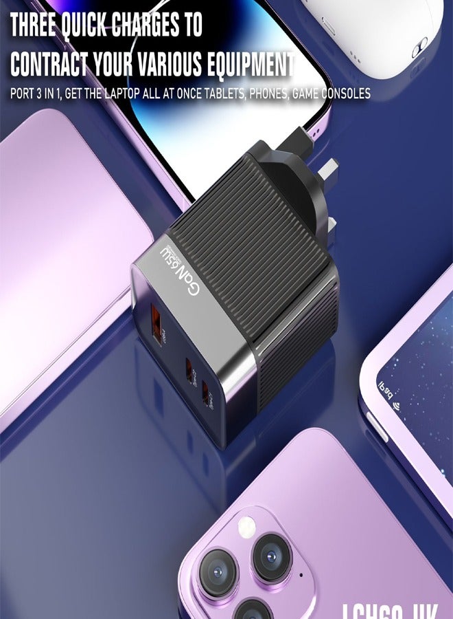 Lenyes LCH69-UK 65W GaN Fast Charger with USB-C and USB-A Ports, UK Plug - Image 2