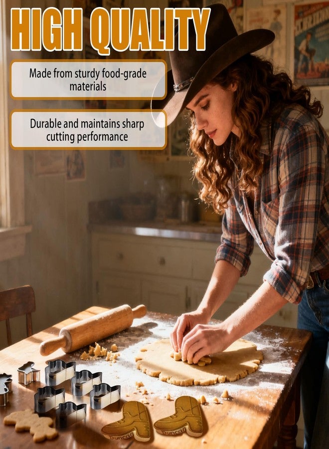 ZTTM Cowboy Cookie Cutter Set, 2 Piece Boot and Hat Shapes, Dishwasher Safe, for Baking and Party Decorating - Image 4