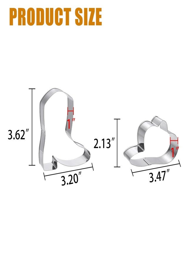 ZTTM Cowboy Cookie Cutter Set, 2 Piece Boot and Hat Shapes, Dishwasher Safe, for Baking and Party Decorating - Image 2