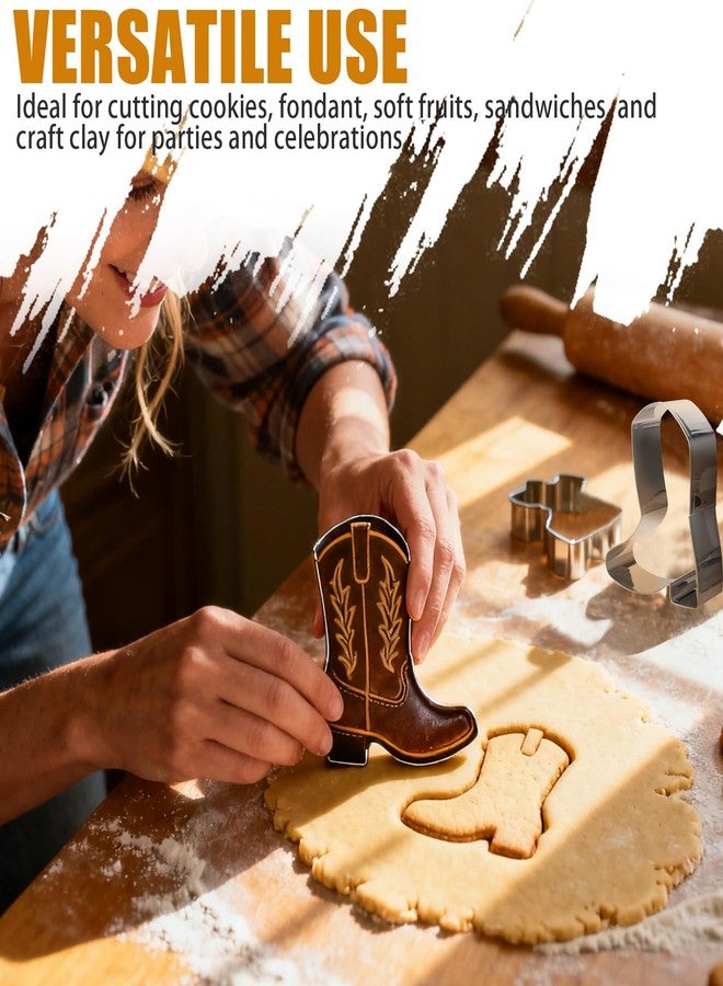ZTTM Cowboy Cookie Cutter Set, 2 Piece Boot and Hat Shapes, Dishwasher Safe, for Baking and Party Decorating - Image 5