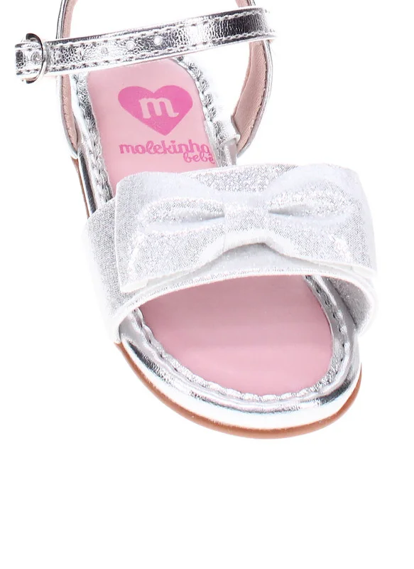 MOLEKINHA Molekinha Infant Girls Sandals With Back Strap Silver | Made In Brazil