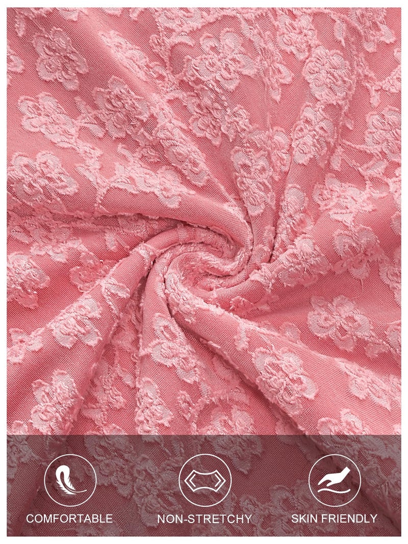 MEROKEETY Women's Floral 2025 Fall Midi Dresses Long Sleeve Square Neck Flowy A Line Wedding Ruched Dress Pockets, Dustypink, Small - Image 5