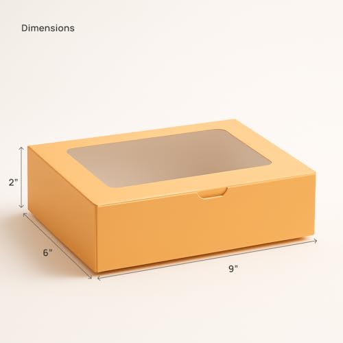 mudrit Bakery Box with Window for 6 Brownies, Donuts, Ladoos, Chocolates, Macarons, Size 9x6x2 inches (Peach, Pack of 20) - Image 2