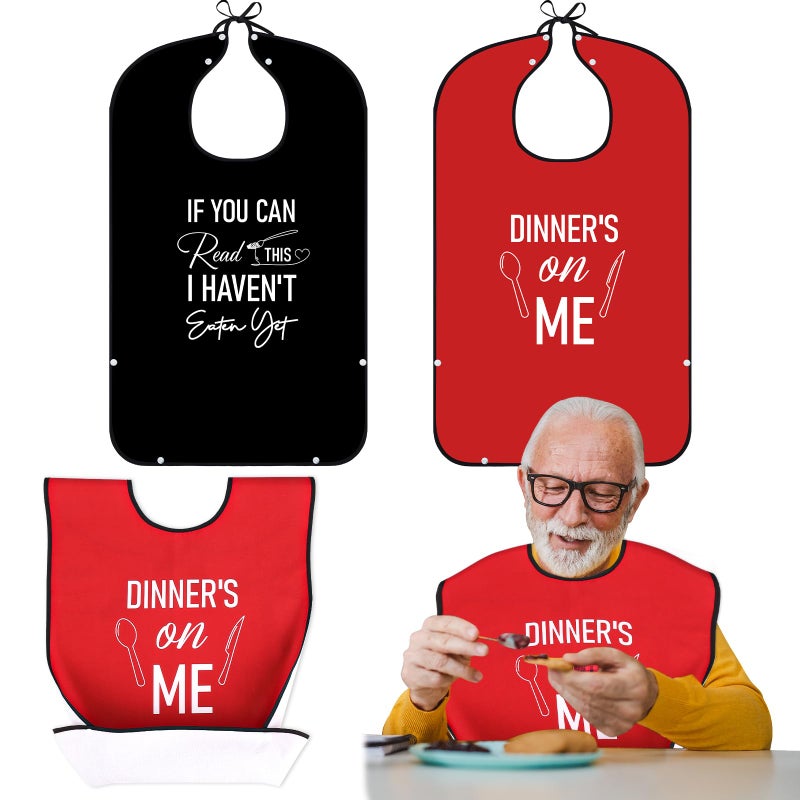 Xkdous 2 Pack Funny Adult Bibs For Man  Waterproof And Reusable Adult Bibs For Eating With Optional Crumb Catcher Washable Dining Clothing Protector  Gifts For Women Mom Elderly Men Senior - Image 1