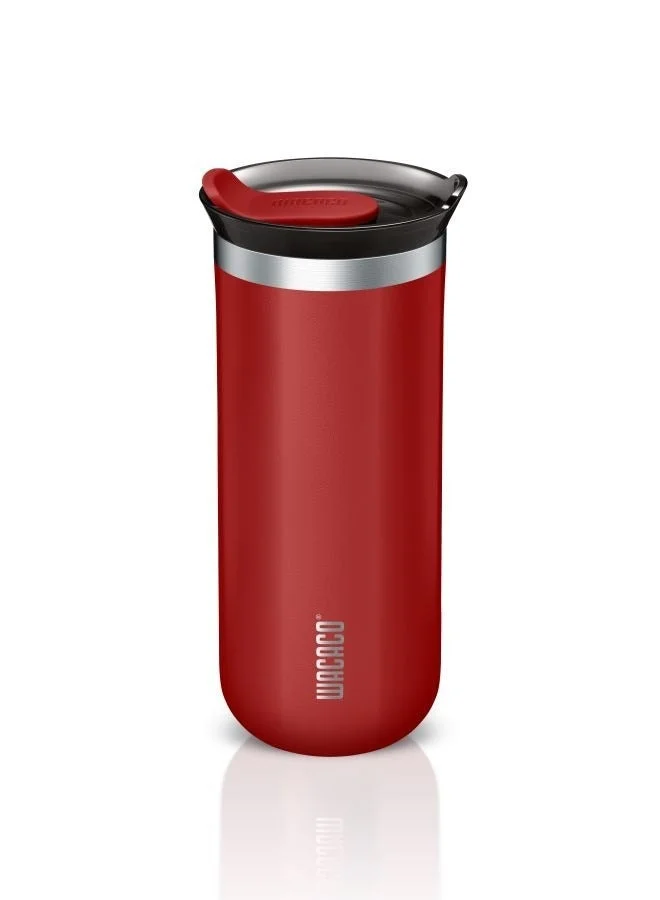 Wacaco Octaroma GRANDE Vacuum Insulated Mug (435ml) - Double Wall Stainless Steel Coffee Travel Tumbler w/ Leakproof Drinking Lid, Reusable, Washable, BPA-Free, Hot & Cold - Red