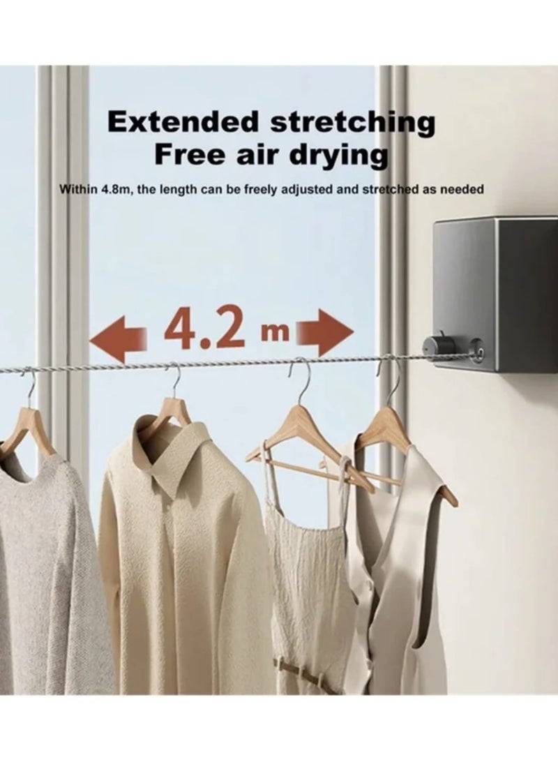 Retractable Wall-Mounted Clothesline up to 4.2m – Space-Saving Telescopic Laundry Drying Rack - Image 3