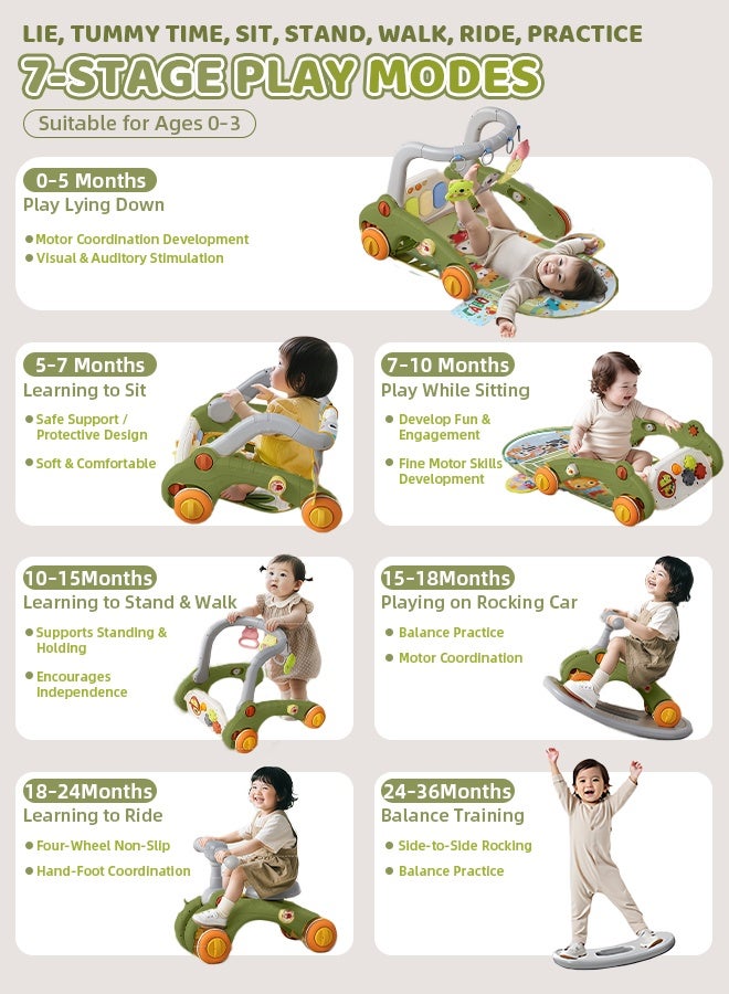 Hompenny 7-in-1 Baby Gyms & Playmats, Multi-Functional Play Mat with Music & Light Kick Piano Gym, Featuring Multiple Sensory Learning Toys, Ramadan Gift, Suitable for 0–3 Years Old - Image 2