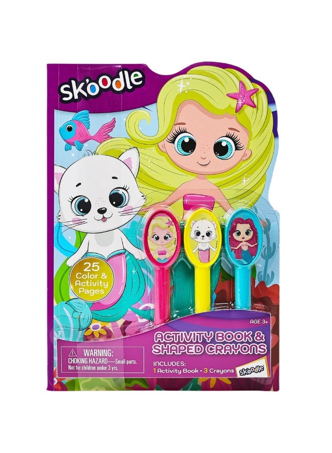 SKOODLE Activity Book & Shaped Crayons | 25 Color & Activity pages | Art & Craft Kit | Age 3+ - Image 1