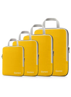 Gonex Compression Packing Cubes Set Expandable Packing Organizers 4 Pieces Apricot  - Image 1