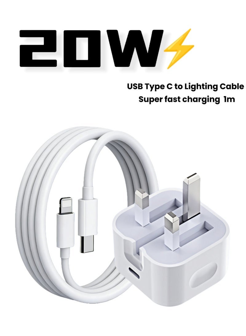 general 20W Fast Charger Kit, Wall-Mounted Fast Charger Adapter, Comes with a 1-meter USB-C to Lightning Cable, Supports Fast Charging, Compatible with iPhone 14/14 Pro/14 Pro Max/13/12/SE2020/11/XR/XS Max/X/iPad and all Lightning interface phones/tablets. - Image 1