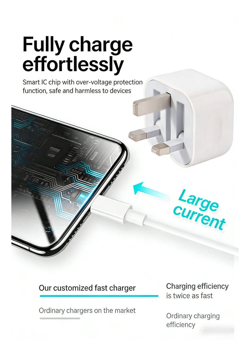 general 20W Fast Charger Kit, Wall-Mounted Fast Charger Adapter, Comes with a 1-meter USB-C to Lightning Cable, Supports Fast Charging, Compatible with iPhone 14/14 Pro/14 Pro Max/13/12/SE2020/11/XR/XS Max/X/iPad and all Lightning interface phones/tablets. - Image 4