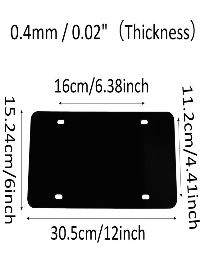 Runseaway 4PCS Black Blank Metal License Plate Blanks, 12”x6” Aluminum Alloy Automotive Plates, Automotive Sublimation License Plates for Custom Design Work DIY Projects - Image 2