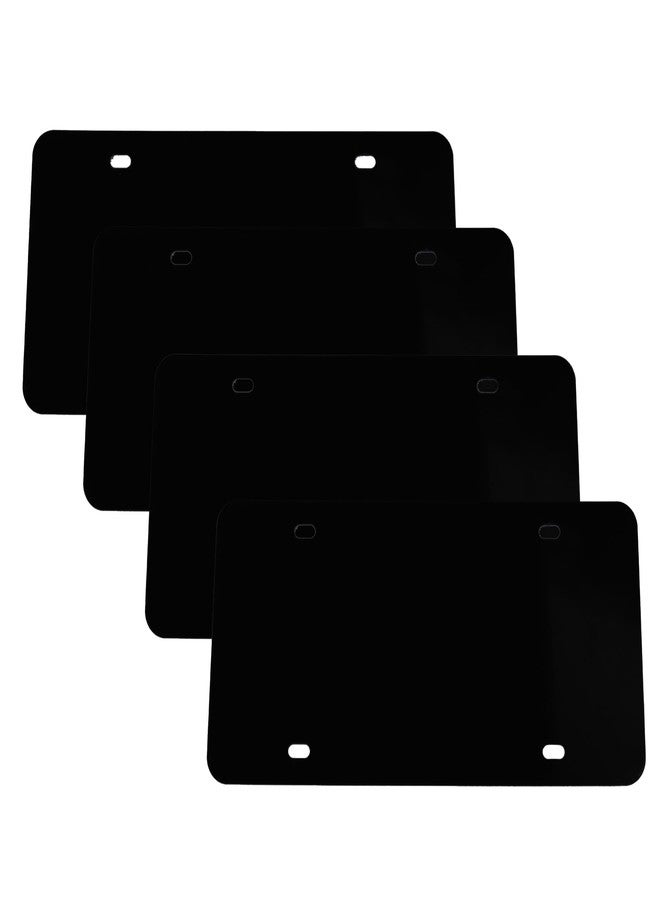 Runseaway 4PCS Black Blank Metal License Plate Blanks, 12”x6” Aluminum Alloy Automotive Plates, Automotive Sublimation License Plates for Custom Design Work DIY Projects - Image 1