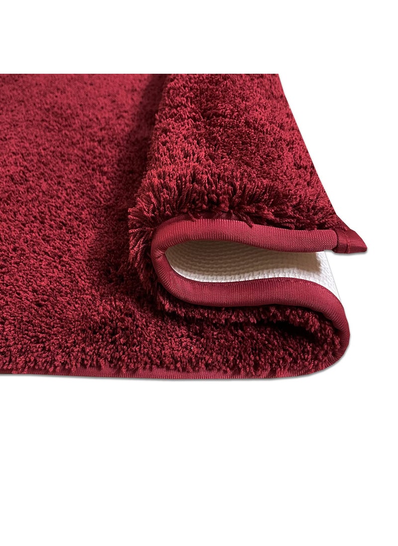 SPACES Exotica Drylon Anti Skid Stain Resistant Quick Dry Bath Mats Small (Solid, 40cmx60cm) - Dark Red  - Image 4