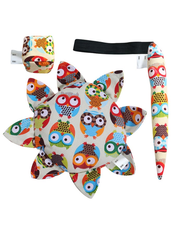 Outdoor Cloth Flying Disk Toy Set For Children Sandbag Tail Three-piece Suite Nursery Soft Frisbee Disc Sports Plaything-Specifications:Owl Three-piece Set - Image 1