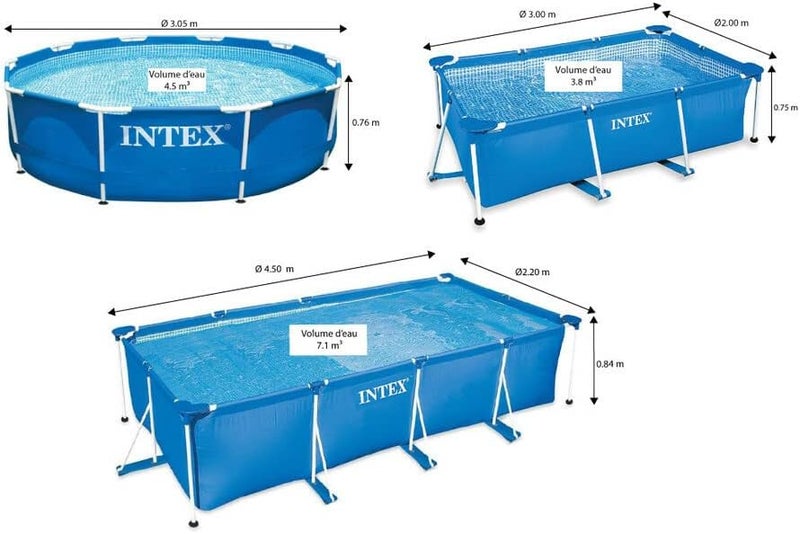 Intex 28274Fr Rectangular Tubular Metal Frame Swimming Pool - Blue, 4.5m x 2.2m x 0.84m - Image 4