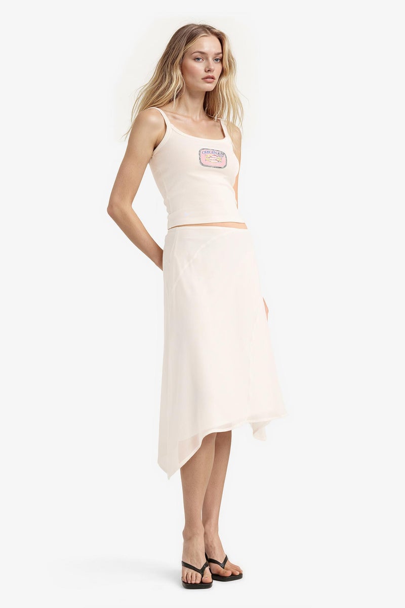 DeFacto White Woman A Line Chiffon Normal Waist Midi Skirt Casual - Image 2