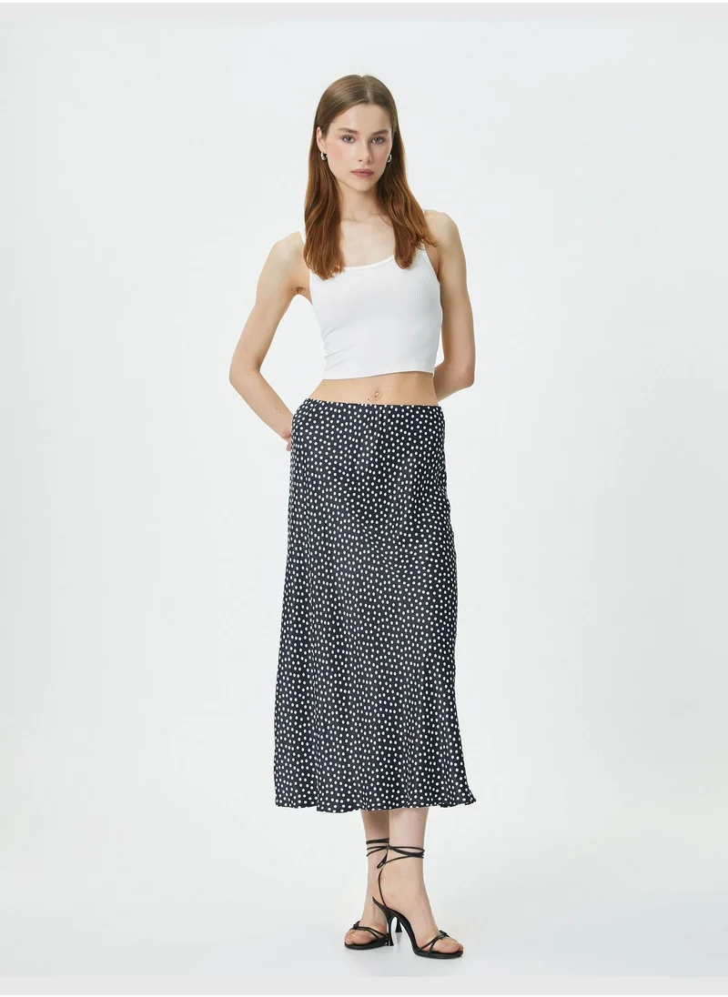 KOTON Polka Dot Midi Skirt Viscose