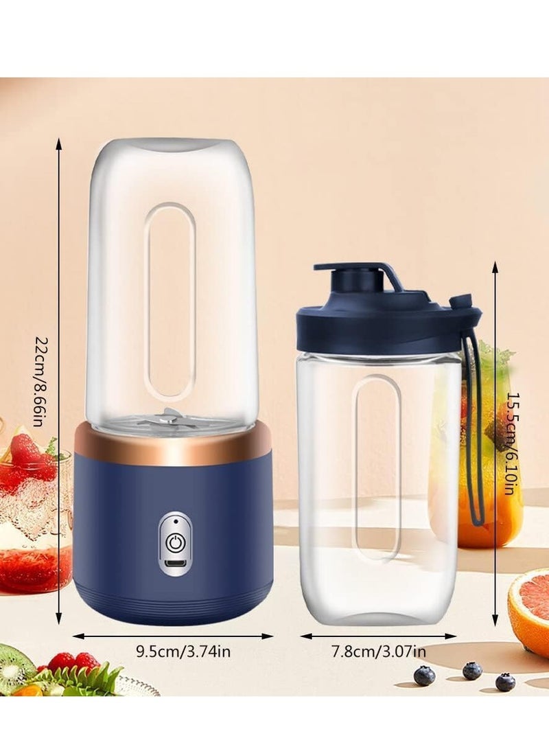 Portable Blender, Blender Juicer Juice Cup Fruit Blender Portable Fruit Cup, USB Rechargeable Personal Size Juice Cup, Personal Blender for Smoothies and Smoothies, 400ml Travel Juice Cup - Image 3