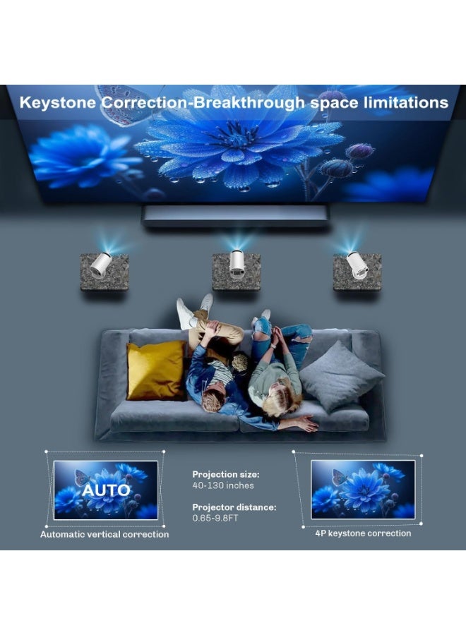 HY300 Pro+ Mini Projector – 4K HDR Smart Portable Projector, 3000 Lumens Daylight Brightness, Full HD 1080p, Android, WiFi & Bluetooth, Home Theater, Movies & Gaming - Image 4