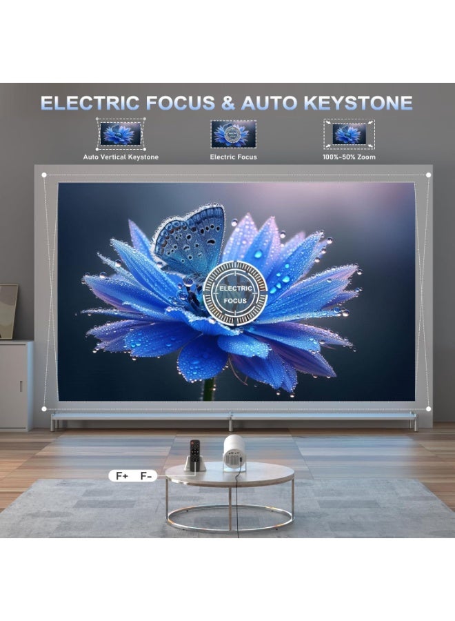 HY300 Pro+ Mini Projector – 4K HDR Smart Portable Projector, 3000 Lumens Daylight Brightness, Full HD 1080p, Android, WiFi & Bluetooth, Home Theater, Movies & Gaming - Image 2