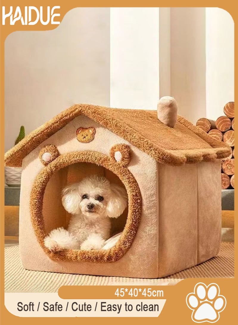 Haidue Fluffy Cat House Dog Bed  Cat Cave Nest Soft Warm Puppy Tent with Removable Washable Cushion Cute Pet House for Cat and Dog (L) - Image 1