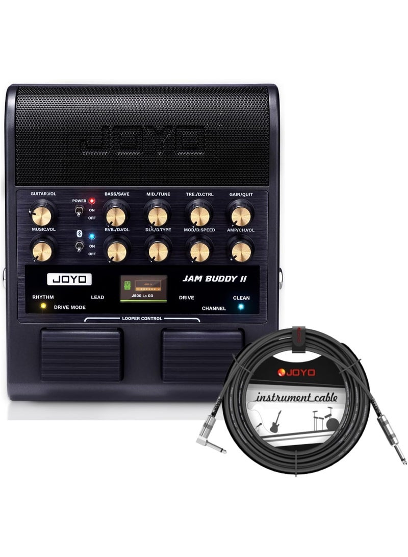 جويو مجموعة JOYO JAM BUDDY II: مضخم صوت جيتار كهربائي ودواسة مؤثرات متعددة، تسجيل OTG، 14 نموذج مضخم صوت، بلوتوث للتدريب - Image 1