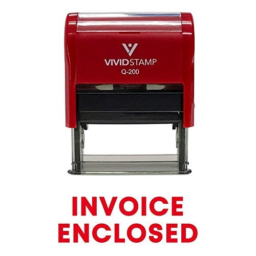 Vivid Stamp Invoice Enclosed Self Inking Rubber Stamp (Red Ink) - Medium - Image 5