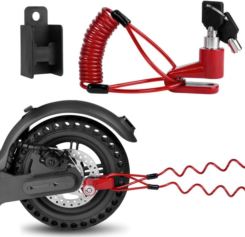 Ainiv Bike Lock, Disc Brake 1300mm/12mm Cycling Cable Lock with 2 Keys,Electric Scooter Accessory Anti-Theft for Xiaomi M365/Pro,Bike, Electric Bike, Strollers, Lawnmowers, B Red (F5EU-3251078) - Image 1