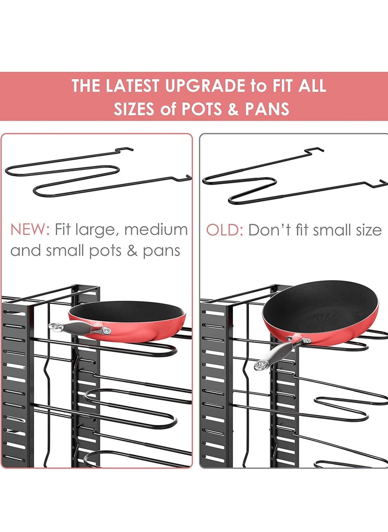 TYCOM Tycom Pots and Pans Organizer for Cabinet,Kitchen Organizer and Storage Rack,Space Saving Stand with Adjustable Dividers,8 Layer Double Sided With Iron Wire Black.  - Image 5