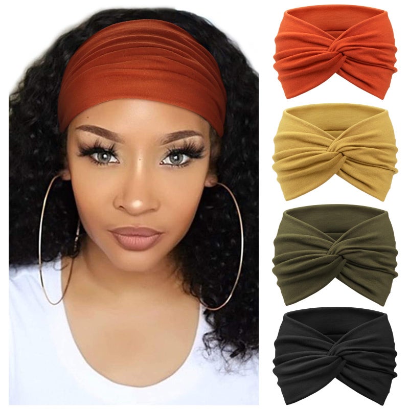 AQOKKA Extra Wide Headbands for Women Large Turban Headband Non Slip Boho Elastic Hairband Hair Twisted Knot Head Bands Accessories - Image 1